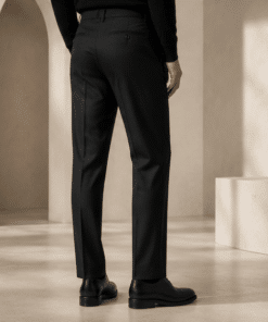 VELARÉ VELARÉ Black Tailored Trousers — styled back view, luxury menswear