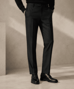 VELARÉ VELARÉ Black Tailored Trousers — styled front view, luxury menswear