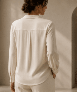VELARÉ VELARÉ Champagne Silk Shirt — styled back view, luxury menswear