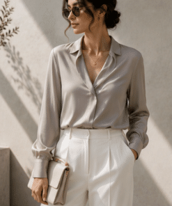 VELARÉ VELARÉ Ivory Silk-Blend Relaxed Shirt — styled front view, luxury menswear