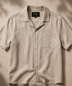 VELARÉ VELARÉ Onyx Waffle-Knit Camp Shirt — flat lay, luxury menswear