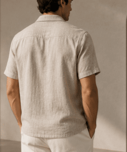 VELARÉ VELARÉ Onyx Waffle-Knit Camp Shirt — styled back view, luxury menswear